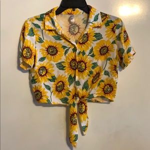 A cropped button down American Apparel shirt.